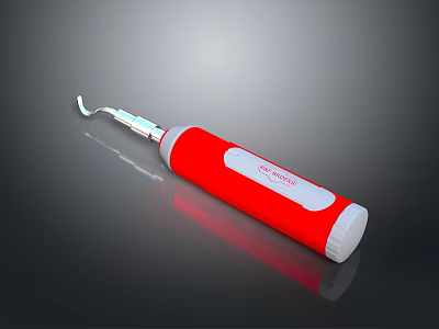 Red Handheld Tool With Curved Metal Tip And FLOOSER Label Design 3d model
