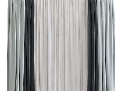 Pleated Curtains in Gray Black and Beige for Modern Home Decoration 3d model