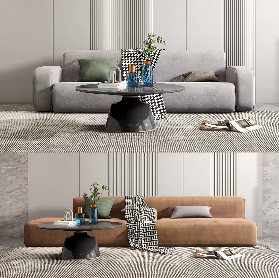 Modern Multiplayer Sofa Coffee Table Combination 3d model