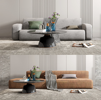 Modern Multiplayer Sofa Coffee Table Combination 3d model