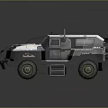 Military Style Armored Off Road Vehicle With Black White Exterior Roof Equipment And Large Tires