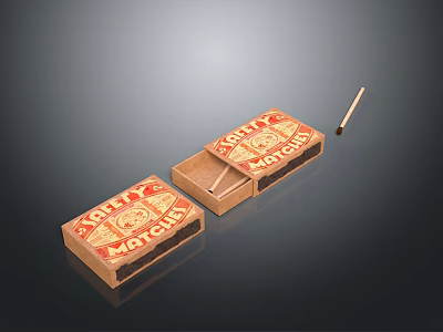 Vintage Matchboxes Collectible Book Featuring Open Cases Red Patterns GIGA Text And Matchstick 3d model