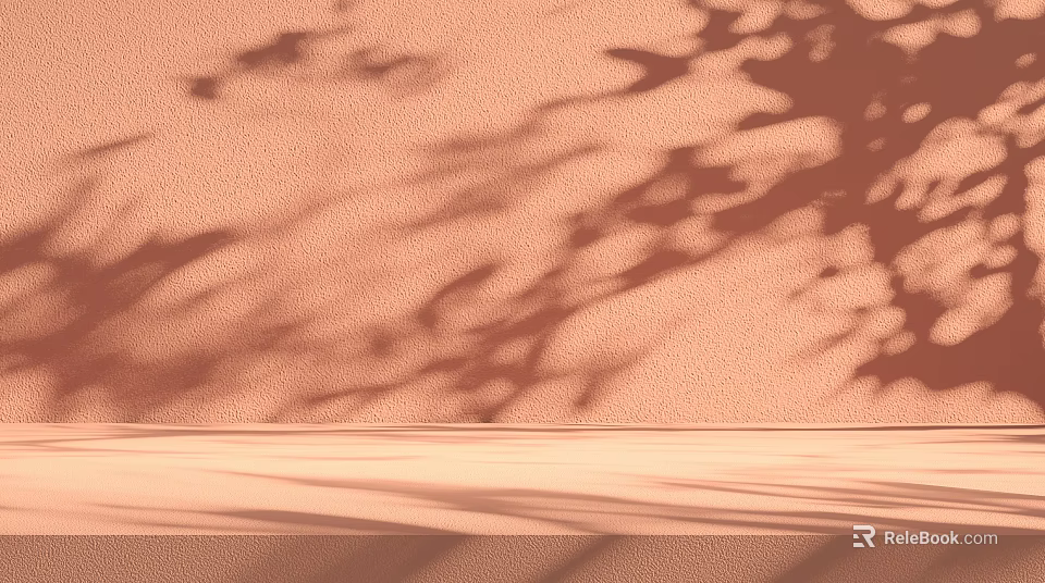 Warm Tone Textured Background Wall With Tree Shadows And Natural Light 3d model 