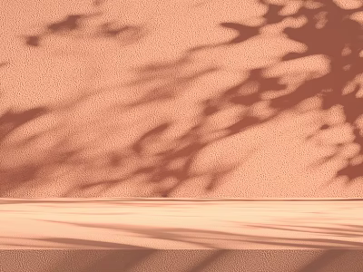 Warm Tone Textured Background Wall With Tree Shadows And Natural Light 3d model