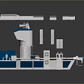 Industrial Processing Equipment With Stainless Steel Structure And Blue Mechanical Components