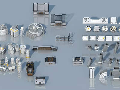 Swing Door Components With Various Hardware Parts For Home And Office Renovation 3d model