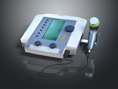 Professional Medical Device With Digital Display Control Buttons And Handheld Probe 3d model