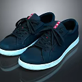 Black Casual Shoes With White Sole And Red Accents On Laces For Daily Wear