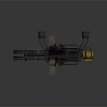 Futuristic Rotating Multiple Barrel Weapon Featuring Metal Structure And Yellow Components 3d model