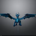 Blue Dragon 3D Model With Spread Wings And Horns In Detailed Design