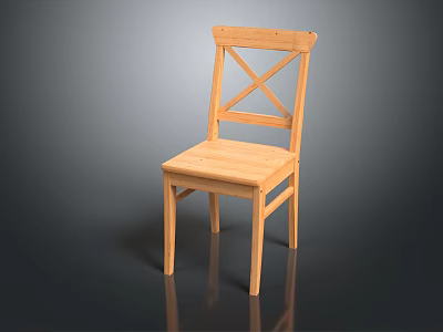 Wooden Leisure Chair With Cross Back Design And Natural Tone For Home Furniture 3d model