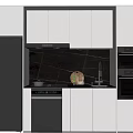 Modern Kitchen Design With White Cabinets Black Backsplash And Integrated Appliances 3d model