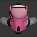 Cute Pink And White Robot Toy With Transparent Arms Yellow Eyes And Pink Head