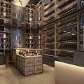 Elegant Bar Interior With Wine Racks Numerous Bottles Green Plants And Hanging Lights