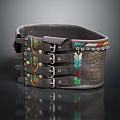 Handcrafted Genuine Leather Belt Featuring Colorful Embroidery Geometric Patterns And Metal Buckles
