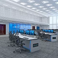 Modern Monitoring Room With Multiple Computer Monitors Control Consoles And Ergonomic Office Chairs