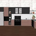 Modern Rustic Kitchen Interior With Dark Brown Cabinets Black Appliances Wooden Floor And Sink