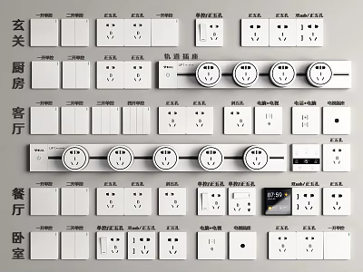 Different Types of Switch Panels for Entrance Kitchen Living Room Dining Room and Bedroom 3d model