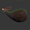 Handcrafted Brown Leather Living Accessory Pear Shaped With Woven Edge Red String And Celtic Knot