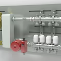 Mechanical Pipeline Control Device With Metal Pipes Valves And Colored Components 3d model