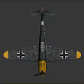 3D Aerospace Airplane Model With Yellow Nose Gray Body Black Cross Marks And Wingtips