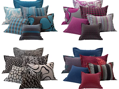 Assorted Colorful Throw Pillows With Diverse Patterns And Home Decor Styles 3d model