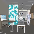 Modern Hospital Outpatient Clinic Interior Design With Medical Equipment And Doctor
