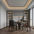 Modern Hotel Mahjong Room Interior With Chess Table Chairs And Large Window