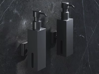 Modern Bathroom Accessories Black Wall Mounted Soap Dispensers On Marble Wall 3d model