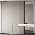 Elegant Modern Minimalist Bathroom Cabinetry With Marble Countertop Wall Mirror And Storage