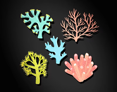 Modern Silhouette Cartoon Marine Coral Silhouette 3d model
