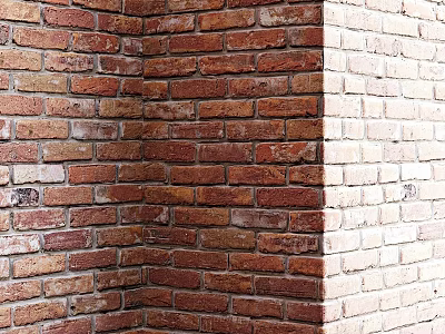 Dining Table Interior Design With Red Brick Wall Background And Decor 3d model