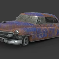 Rusty Blue Vintage Classic Car With Weathered Body And Old Design
