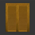 Yellow Wooden Double Louvered Door with Classic Stylish Design and Smooth Finish