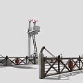 Industrial Security Fence With Tall Towers Ladders And Metal Crossbeam Gates