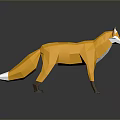 Low Poly Yellow Fox Model With Geometric Design And Grey Background 3d model