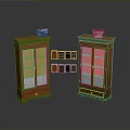 Wooden Bookcases With Multiple Shelves Books Decorative Items On Top And Small Picture Frames