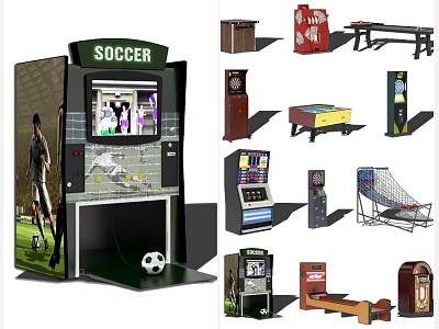 Various Entertainment Appliances Featuring Soccer Game Machine Pinball Table Table Football And Arcade Devices 3d model