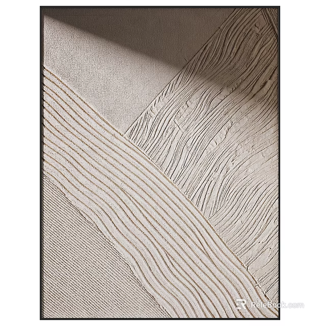 Abstract Painting With Neutral Tones Textured Lines And Cross Pattern Design 3d model