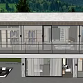Modern Luxury Villa Architecture Featuring Swimming Pool Terrace Lounge Chairs And Glass Windows