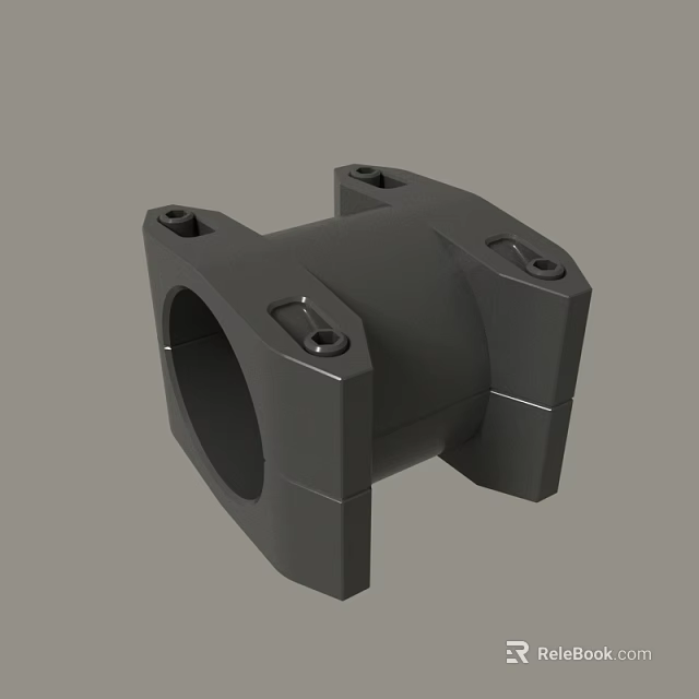 Black Mechanical Connector With Symmetrical Structure And Bolt Holes For Industrial Machinery Assembly 3d model 