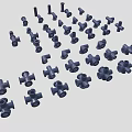 Black Industrial Pipe Fittings Various Types Connectors in Scattered Arrangement