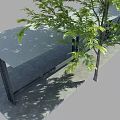 Outdoor Canopy with Steel Structure Black Pillars Gray Floor and Green Trees Along Walkway