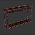 Vintage Wooden Console Table With Textured Top Surface And Lower Storage Shelf