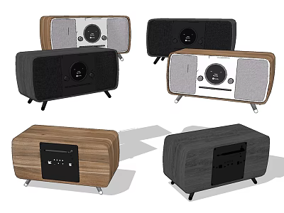 Retro Modern Speakers With Assorted Wooden And Black Exterior Styles Design 3d model
