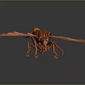 Brown Fly with Yellow and Black Abdomen Transparent Wings and Orange Legs on Dark Background