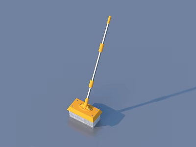 Yellow Sponge Mop With Long Handle And Sponge Head For Household Cleaning 3d model
