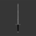 Medieval Sword With Metal Blade Black Grip And Decorative Hilt Design