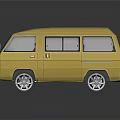 Yellow Vintage Van With Retro Body Design And Shiny Silver Wheels