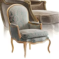 Turquoise Upholstered Armchair With Gold Frame And Damask Pattern In Luxurious Classic Style